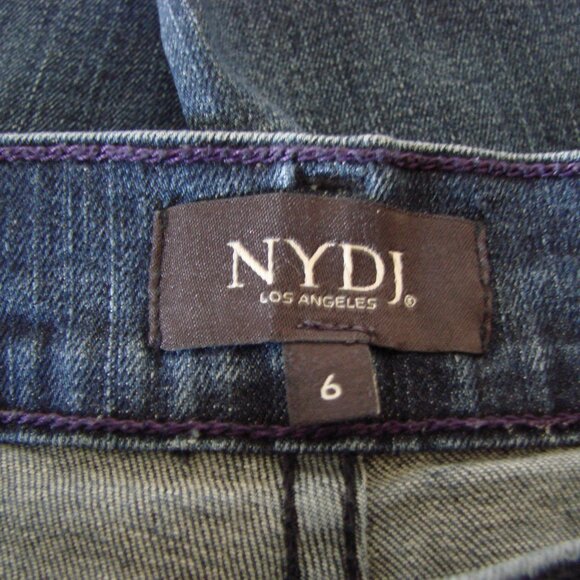 NYDJ Jeans Marilyn Straight Leg Ankle Raw Hem Stretch Lift Tuck Dark Wash Size 6 - Picture 7 of 16